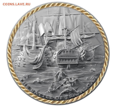 Монеты с Корабликами - Niue-5-Dollars-Battle-of-Trafalgar-2023-Antique-silver-Reverse