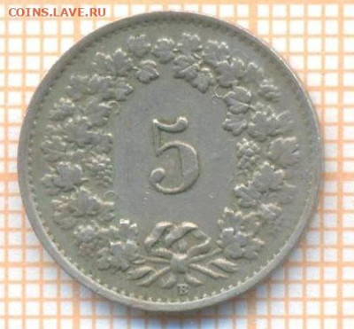 Швейцария 5 раппенов 1944 г., до 07.03.2024 г. в 22.00 по Мо - Швейцария 5 раппенов 1944 25 183а