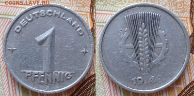 ГДР 1 пфенниг 1948 А   до 07-03-24 в 22:00 - ГДР 1 пфенниг 1948 А    230-5у1-13230
