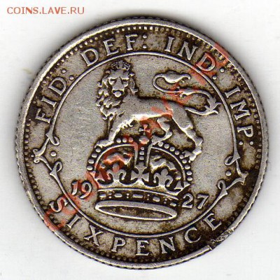 Ag Великобритания 6 пенсов 1927 до 16.01-22ч (1189) - img070