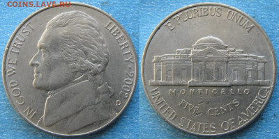фикс США 5 центов 1970-2002 до 08-03-24 в 22:00 - 22.58. -США 5 центов 2002 D   170-к57-10485