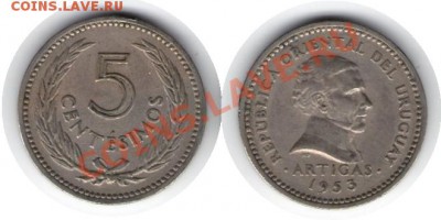 >L< Уругвай 5 сентим 1953 до 17.01.12 20:00 - Уругвай_5_сентим_53