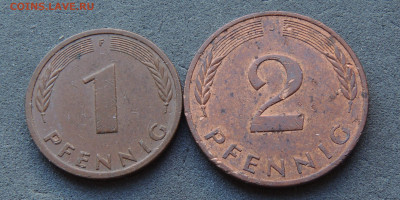 Германия погодовка 2 монеты 1983 до 9.03.2024 - Германия 1 и 2 пфеннига 83.JPG