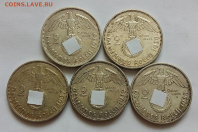 Германия, 2 марки 1937, 1938, 1939 ( 5 штук ) - IMG_20240304_091741