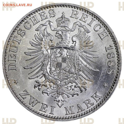 Талер коронация 1861 и 2 марки Фридрих 1888 на оценку - BF2992r