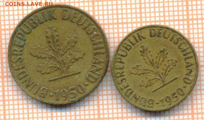 Германия 5,10пф 1950 г., до 11.03.2024 г. в 22.00 по Москве - Германия 5,10 пф 1950 274а