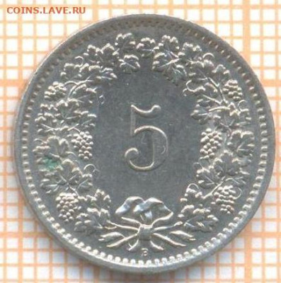 Швейцария 5 раппенов 1966  г., до 11.03.2024 г. в 22.00 по М - Швейц 5 рам 1966 20 187а