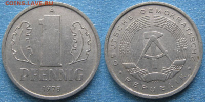 фикс ГДР 1 пфенниг 1952-1989 до 11-03-24 в 22:00 - 28.26. -ГДР 1 пфенниг 1978 А    8251