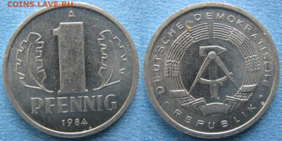 фикс ГДР 1 пфенниг 1952-1989 до 11-03-24 в 22:00 - 28.32. -ГДР 1 пфенниг 1984 А    7318