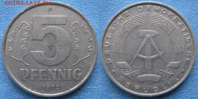 фикс ГДР 5 пфеннигов 1949-1988 до 11-03-24 в 22:00 - 29.15. -ГДР 5 пфеннигов 1972 А    7300