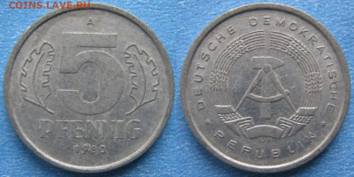 фикс ГДР 5 пфеннигов 1949-1988 до 11-03-24 в 22:00 - 29.22. -ГДР 5 пфеннигов 1980 А    7308