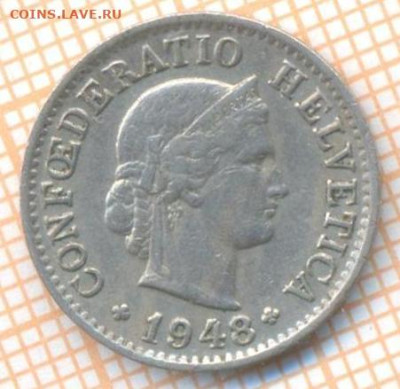 Швейцария 5 раппенов 1948 г.,до 12.03.2024 г. в 22.00 по Мос - Швейцария 5 раппенов 1948 297