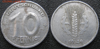 фикс ГДР 10 пфеннигов 1948-1982 до 13-03-24 в 22:00 - 30.5. -ГДР 10 пфеннигов 1949 А    7355
