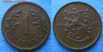 Финляндия 1 марка 1941 S   до 14-03-24 в 22:00 - Финляндия 1 марка 1941 S    215-к110-12158
