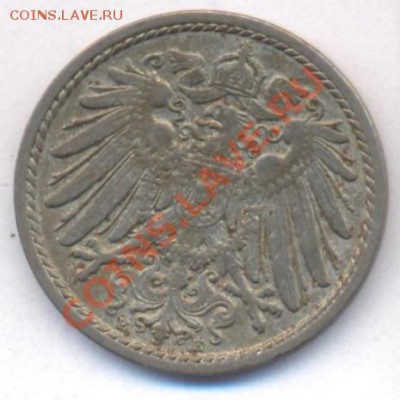 Германия 5 пфеннингов 1899 г. Е. До 15.01.12 г. 21-00 МСК. - Германия.1