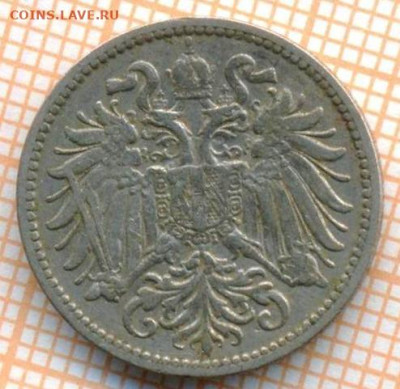 Австрия 10 геллеров 1895 г., до 15.03.2024 г. в 22.00 по Мос - Австрия 10 геллеров 1895 15 36а