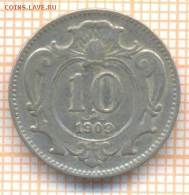 Австрия 10 геллеров 1909 г., до 15.03.2024 г. в 22.00 по Мос - Австрия 10 геллеров 1909 20 37