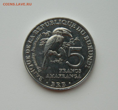 Бурунди 5 франков 2014 г. (Юбилейная) Калао  до 14.03.24 - DSCN3210.JPG