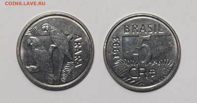 Бразилия 5 крузейро 1993 г, попугай Ара - 12.03 - IMG_20240308_103504