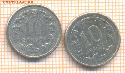Польша 10 грошей 2009,17 г., до 20.03.2024 г. в 22.00 по Мос - Польша 10 грошей 2шт 10 123а