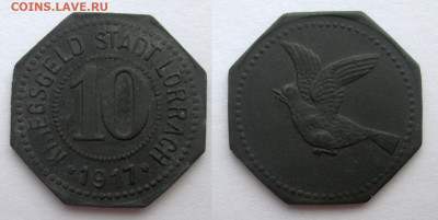 Нотгельды Германии. Обзорная тема. - 10 пф. 1917 г. Лёррах.JPG