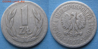 Польша 1 злотый 1957 до 23-03-24 в 22:00 - Польша 1 злотый 1957    190-краз2-4356