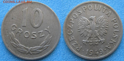 Польша 10 грошей 1949 (Cu-Ni)  до 23-03-24 в 22:00 - Польша 10 грошей 1949 (Cu-Ni)     7786