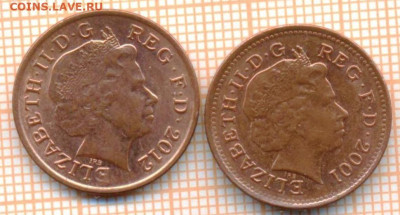 Великобритания 1 пенни 2001,2012 г., до 25.03.2024 г. в 22.0 - Великобритания 1 пенни 2001 2012 453