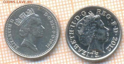 Великобритания 5 пенсов 1991,2012 г., до 25.03.2024 г. в 22. - Великобритания 5 пенсов 1991 2012 456