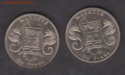 MAYOTTE 2017 Un fr динозавры 2 монеты до 24 03 - 8а
