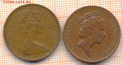 Великобритания 2 пенса 1971,1993 г., до 26.03.2024 г. в 22.0 - Великобритания 2 пенса 197193 477