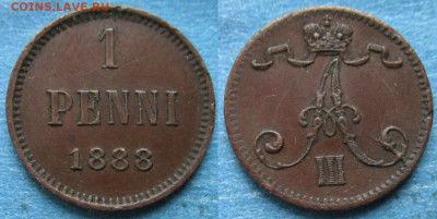 Финляндия 1 пенни 1888 до 27-03-24 в 22:00 - Финляндия 1 пенни 1888    220-асс34-12910