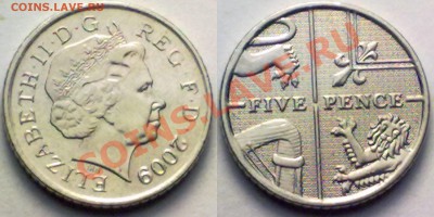 Великобритания 5  PENCE 2009 г.(ЩИТ) до 19.01.12 в 22:00МСК - 5p2009