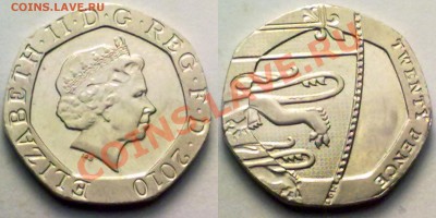 Великобритания 20  PENCE 2010 г.(ЩИТ) до 19.01.12 в 22:00МСК - 20p2010