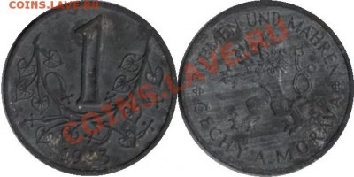 >1943< Богемия и Моравия 1 крона до 17.01.12 20:00 - Богемия и Моравия_1_крона_43