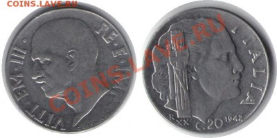 >1942< Италия 20 сентим до 17.01.12 20:00 - Италия_20_сентим_42