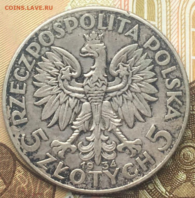 Польша 5 злотых Ядвига 1934(2) с 200 руб до 26.03.2024 в 22. - 1.JPG