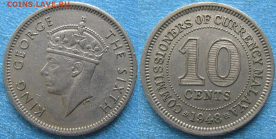 Брит Малайя 10 центов 1948 до 30-03-24 в 22:00 - Брит Малайя 10 центов 1948    9132