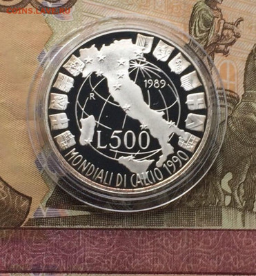 Италия 500 лир 1989 год Чемпионат мира по футболу 1990 Пруф - 19