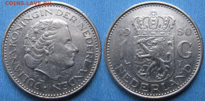 фикс Нидерланды 1 гульден 1967-80 до 31-03-24 в 22:00 - Нидерланды 1 гульден 1980    9866