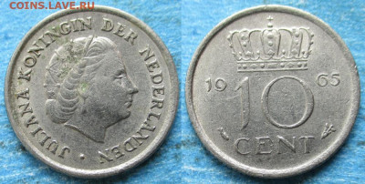 фикс Нидерланды 10 центов 1948-80 до 01-04-24 в 22:00 - Нидерланды 10 центов 1965    12356