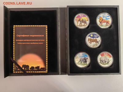 240фр 2008 Конго. Большая африканская пятерка (5шт), Ag999 - ЯЯ Большая 5-ка-1