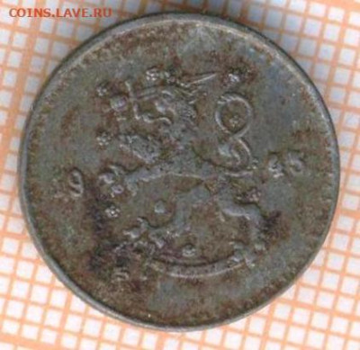 Финляндия 25 пенни 1945 г., до 02.04.2024 г. в 22.00 по Моск - Финляндия 25 пенни 1945 571