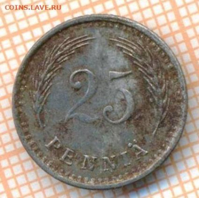 Финляндия 25 пенни 1945 г., до 02.04.2024 г. в 22.00 по Моск - Финляндия 25 пенни 1945 571а
