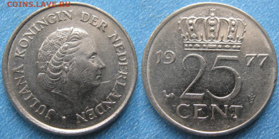 фикс Нидерланды 25 центов 1948-2000 до 02-04-24 в 22:00 - Нидерланды 25 центов 1977    9925