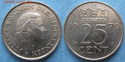 фикс Нидерланды 25 центов 1948-2000 до 02-04-24 в 22:00 - Нидерланды 25 центов 1979    9929