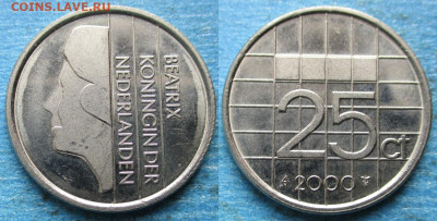 фикс Нидерланды 25 центов 1948-2000 до 02-04-24 в 22:00 - Нидерланды 25 центов 2000     12321