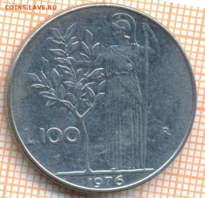 Италия 100 лир 1976 г., до 03.04.2024 г. в 22.00 по Москве - Италия 100 лир 1976 586