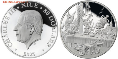 Монеты с Корабликами - 2023 80 долларов Чаепитие Алисы
