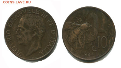 Италия 10 чентезимо 1924,  05.04.2024 22.00 мск - италия 10 чентезимо 1924